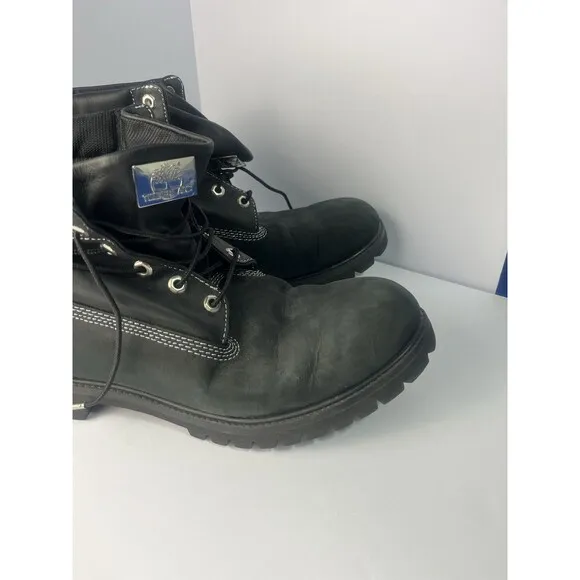 Timberland Roll Top Black boots Men Size 13 Silver Stitch