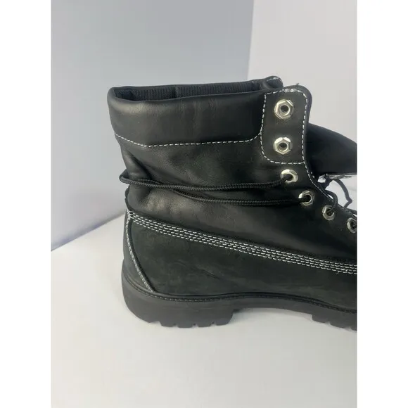 Timberland Roll Top Black boots Men Size 13 Silver Stitch