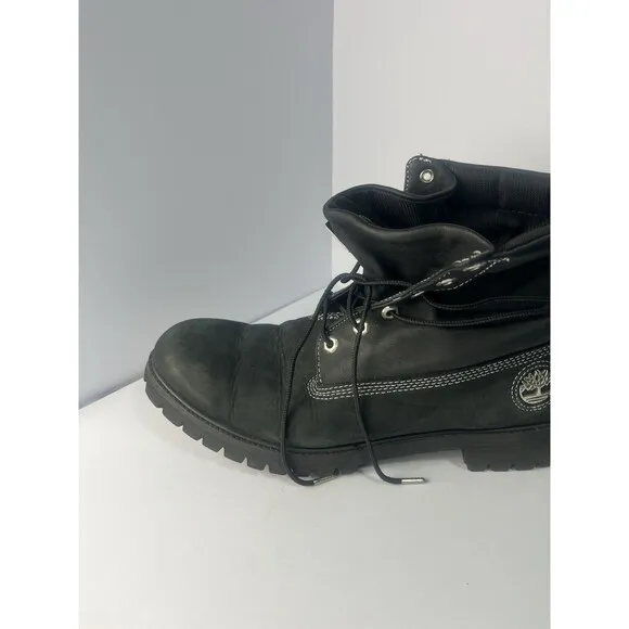 Timberland Roll Top Black boots Men Size 13 Silver Stitch
