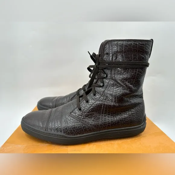 Tod’s Brown Buffalo Leather Lace-up Combat Boots Size 10 EU/11 USA