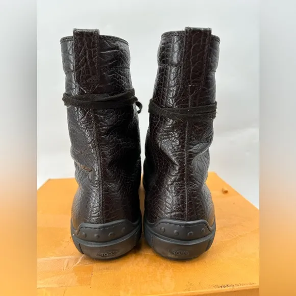 Tod’s Brown Buffalo Leather Lace-up Combat Boots Size 10 EU/11 USA