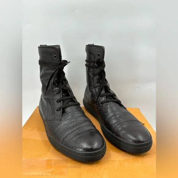 Tod’s Brown Buffalo Leather Lace-up Combat Boots Size 10 EU/11 USA