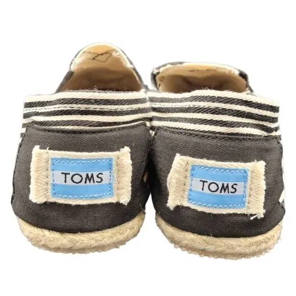 TOMS Classic Canvas Alpargatas Men's Shoes Black Striped size 10 NWOT