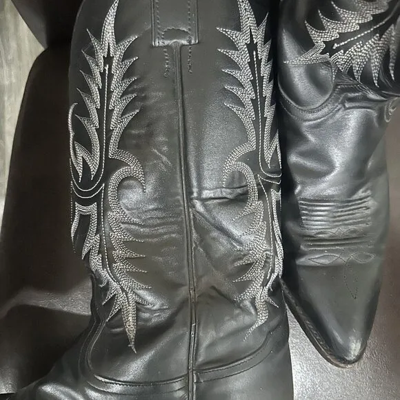 Tony‎ Lama Black Leather Cowboy Western Boots Men's 10.5EE