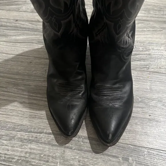Tony‎ Lama Black Leather Cowboy Western Boots Men's 10.5EE