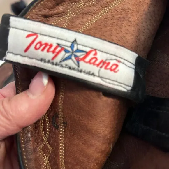Tony Lama Cowboy Boots Size 7 Men's Black and Brown