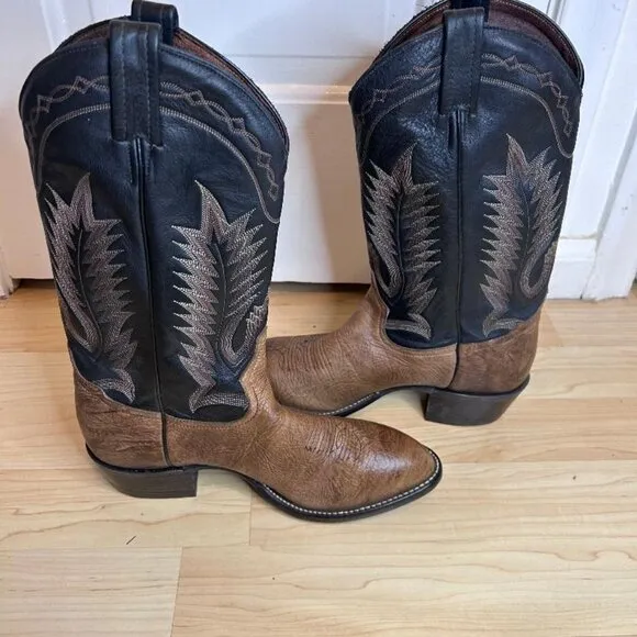 Tony Lama Cowboy Boots Size 7 Men's Black and Brown