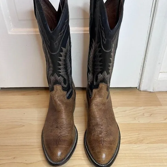 Tony Lama Cowboy Boots Size 7 Men's Black and Brown