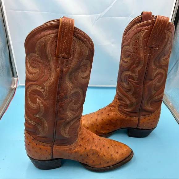 Tony Lama men 7.5 exotic quill cowboy boots