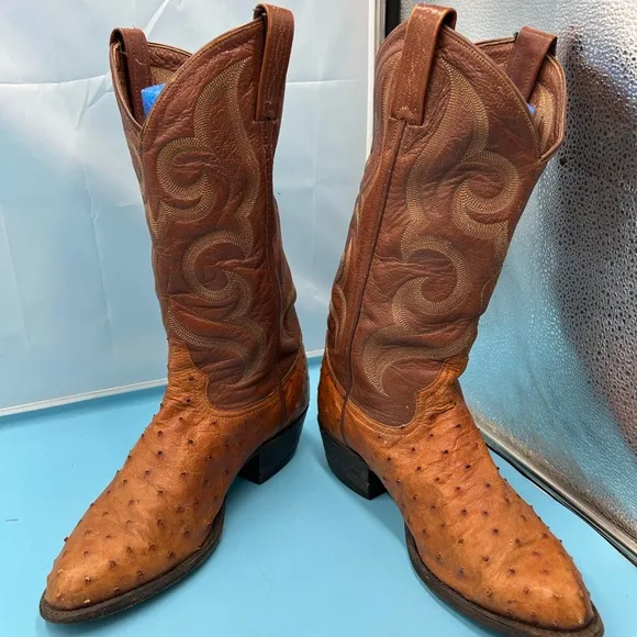 Tony Lama men 7.5 exotic quill cowboy boots