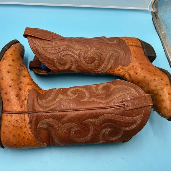 Tony Lama men 7.5 exotic quill cowboy boots