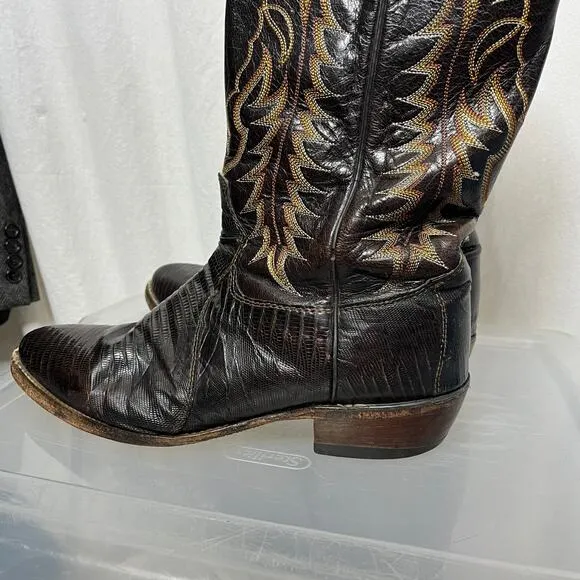 Tony Lama Men Size 10 EE Cowboy Western Boots‎ 2&quot; Stacked Heel Brown Tan