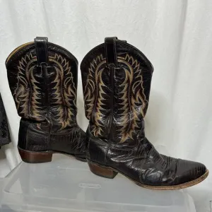 Tony Lama Men Size 10 EE Cowboy Western Boots‎ 2&quot; Stacked Heel Brown Tan