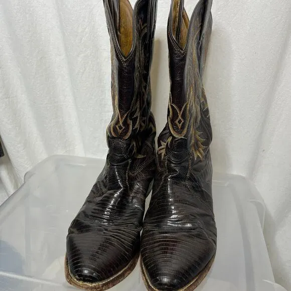 Tony Lama Men Size 10 EE Cowboy Western Boots‎ 2&quot; Stacked Heel Brown Tan