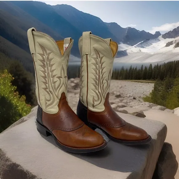 Tony Lama Size 6B Buckaroo Cowboy Boots Round Toe Sunset Renegade Leather