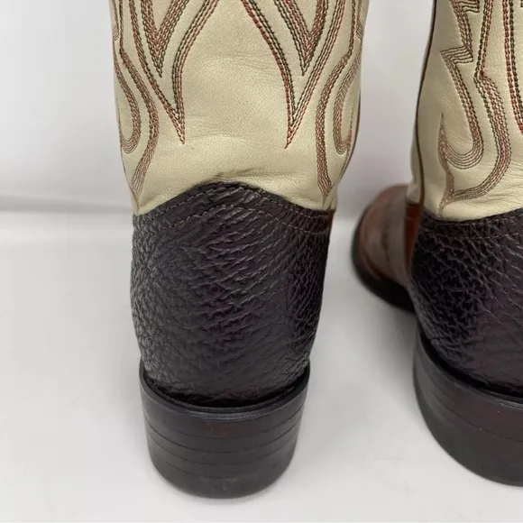 Tony Lama Size 6B Buckaroo Cowboy Boots Round Toe Sunset Renegade Leather