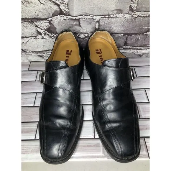 Toto Black Leather Monk Buckle Strap Loafers Dress Shoes Men’s Sz 10.5M US/44EU