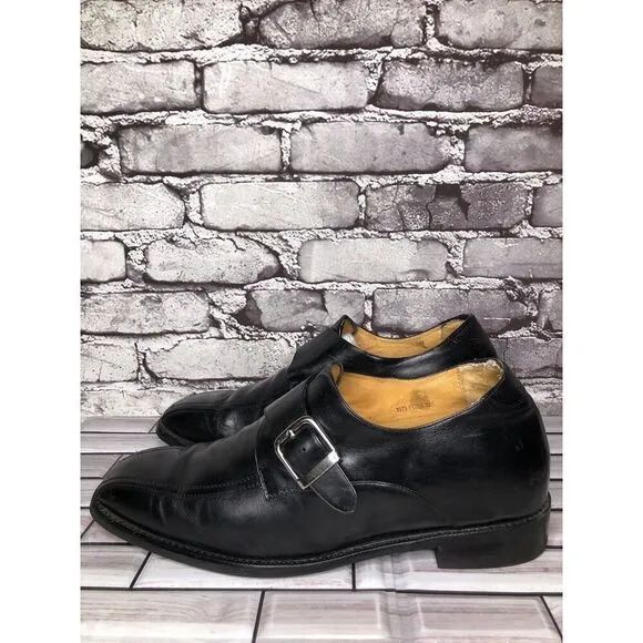 Toto Black Leather Monk Buckle Strap Loafers Dress Shoes Men’s Sz 10.5M US/44EU