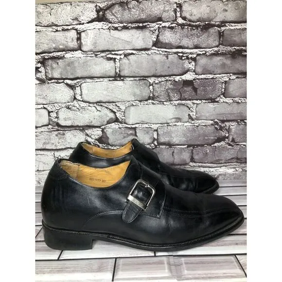 Toto Black Leather Monk Buckle Strap Loafers Dress Shoes Men’s Sz 10.5M US/44EU