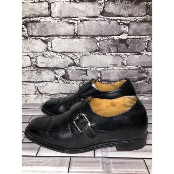 Toto Black Leather Monk Buckle Strap Loafers Dress Shoes Men’s Sz 10.5M US/44EU