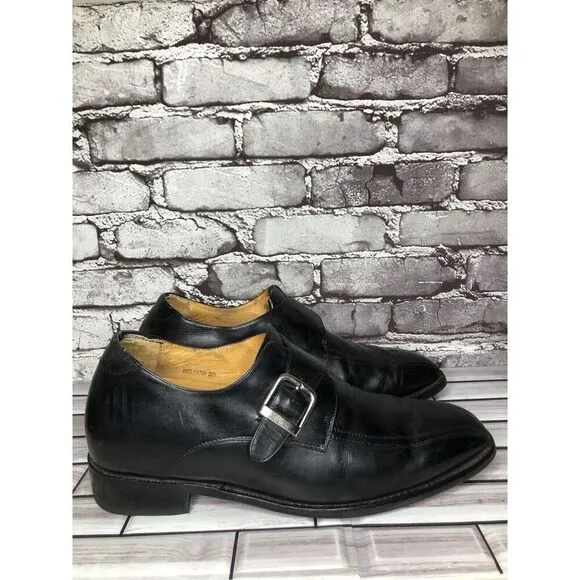 Toto Black Leather Monk Buckle Strap Loafers Dress Shoes Men’s Sz 10.5M US/44EU