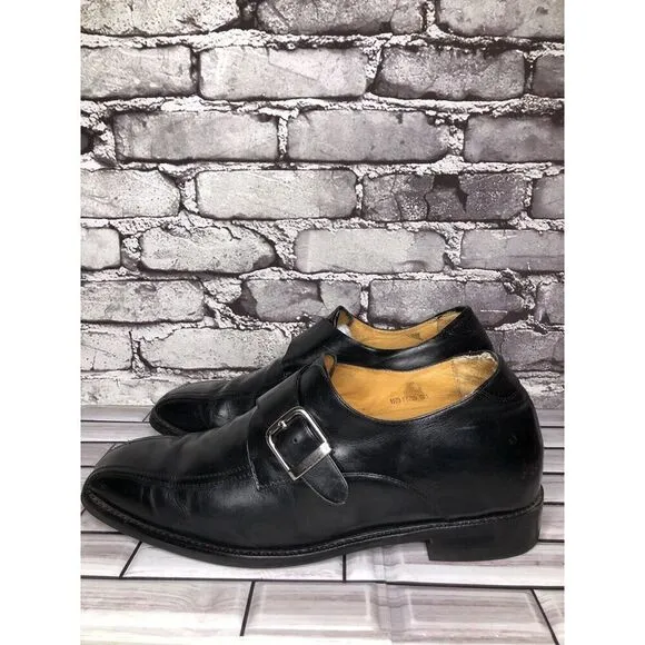 Toto Black Leather Monk Buckle Strap Loafers Dress Shoes Men’s Sz 10.5M US/44EU