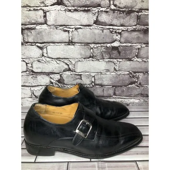 Toto Black Leather Monk Buckle Strap Loafers Dress Shoes Men’s Sz 10.5M US/44EU