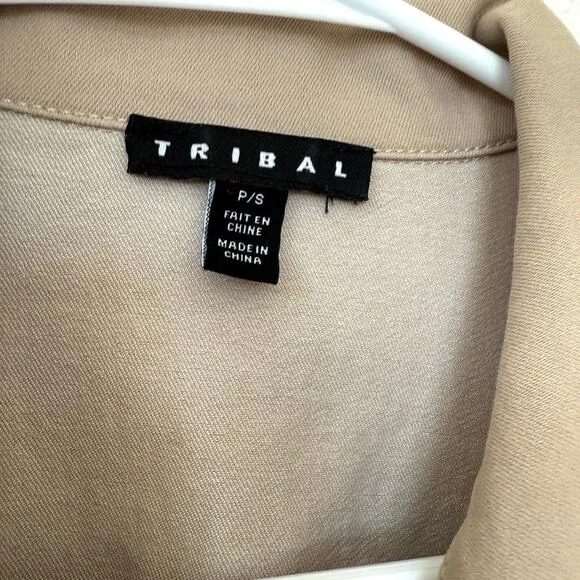 TRIBAL Stretch Utility Jacket Beige PS Cotton Blend Classic Minimalist Neutral