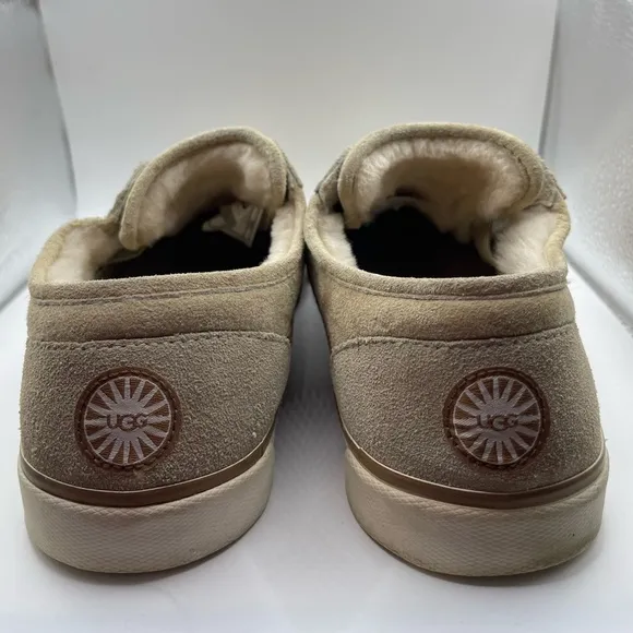 Ugg Australia Laela Leather Sheepskin Womens Gold Tan Slip On Low Top Boho 9
