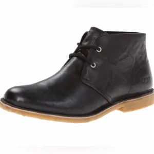 Ugg Black Leather Lace Up Chucka Ankle Boots Men Sz 10 Minimalist Neutral Office