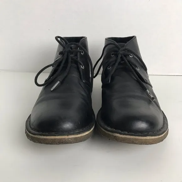 Ugg Black Leather Lace Up Chucka Ankle Boots Men Sz 10 Minimalist Neutral Office