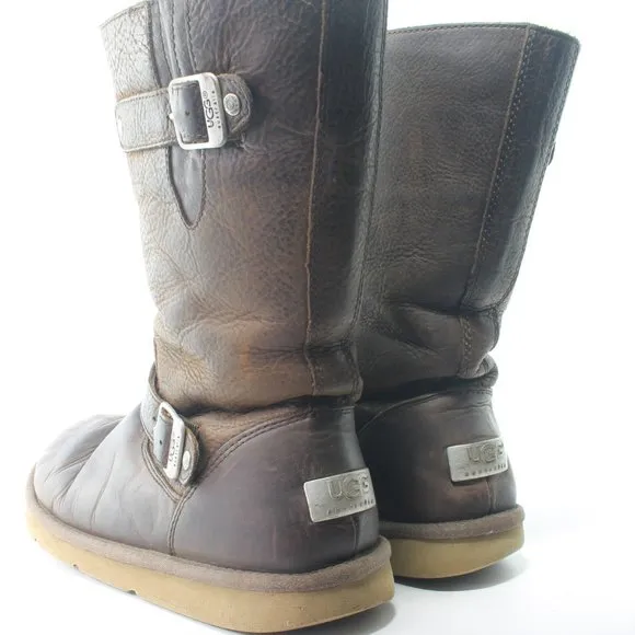 Ugg Kensington Brown Leather Buckle Boots Size US Womens 9 Men 7 EU40