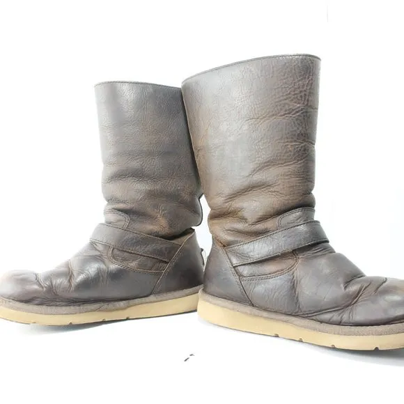 Ugg Kensington Brown Leather Buckle Boots Size US Womens 9 Men 7 EU40