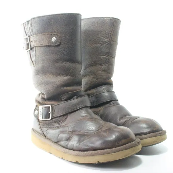 Ugg Kensington Brown Leather Buckle Boots Size US Womens 9 Men 7 EU40