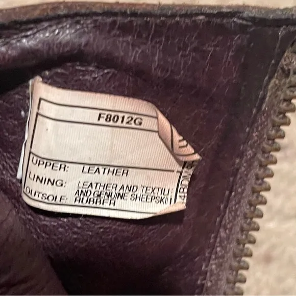UGG men brown leather black detail zip up adjustable boots, size 10