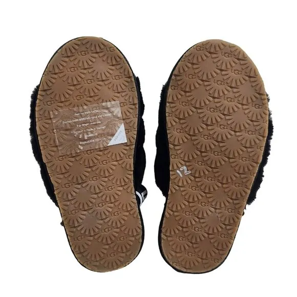 UGG Slippers Fluff Yeah Toddler Size 10  Fuzzy Black House Shoes 188