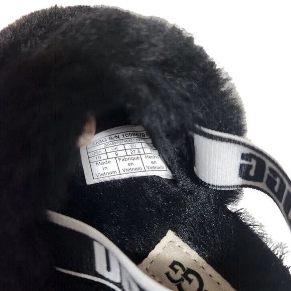 UGG Slippers Fluff Yeah Toddler Size 10  Fuzzy Black House Shoes 188