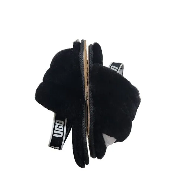 UGG Slippers Fluff Yeah Toddler Size 10  Fuzzy Black House Shoes 188