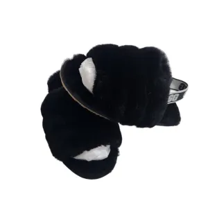 UGG Slippers Fluff Yeah Toddler Size 10  Fuzzy Black House Shoes 188
