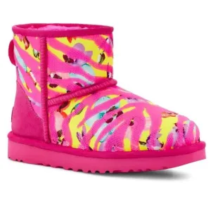 Ugg Womens Shoes Ugg Women’s Classic Mini Tiger Flower Boots Pink/Yellow size 7