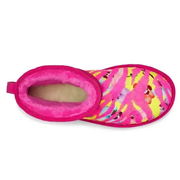 Ugg Womens Shoes Ugg Women’s Classic Mini Tiger Flower Boots Pink/Yellow size 7