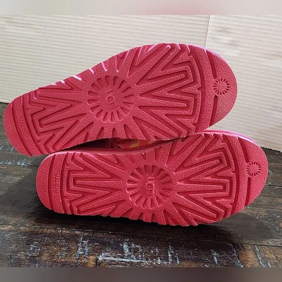 Ugg Womens Shoes Ugg Women’s Classic Mini Tiger Flower Boots Pink/Yellow size 7