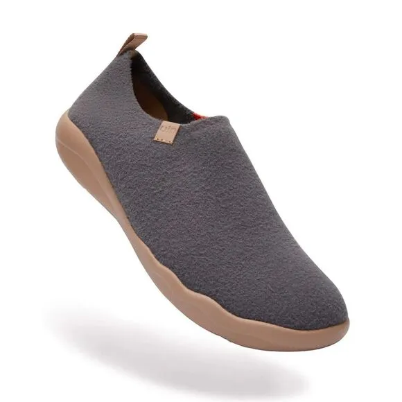 UIN Men's Travel Walking Slip On Casual Shoes (DIMGRAY KNITTED WOOL)New No Box