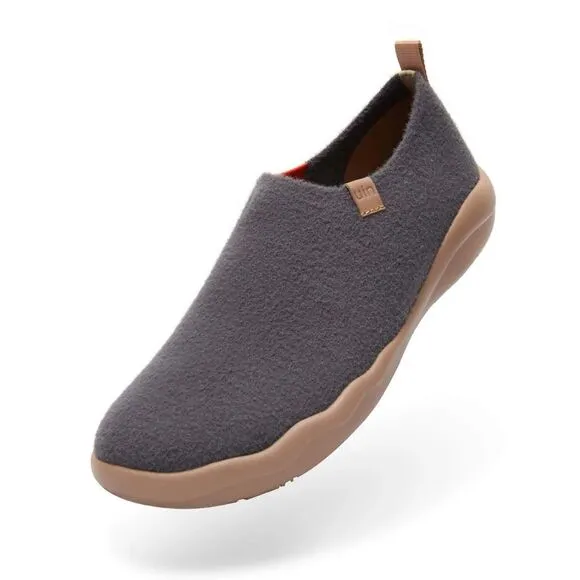 UIN Men's Travel Walking Slip On Casual Shoes (DIMGRAY KNITTED WOOL)New No Box