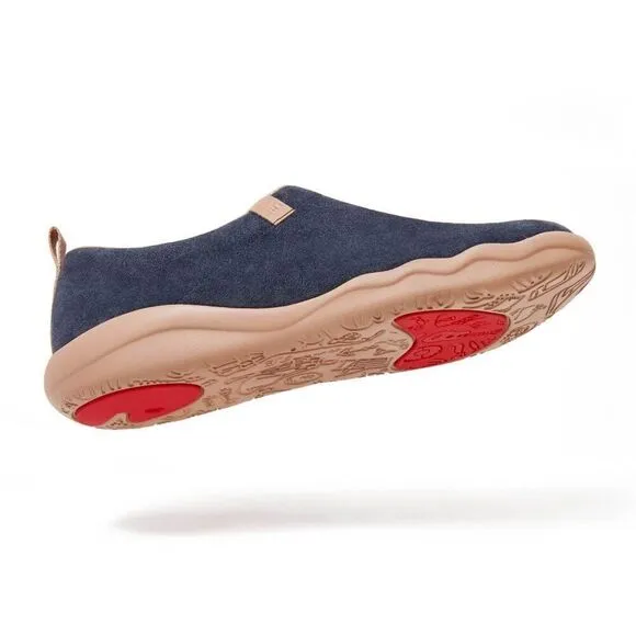 UIN Men's Travel Walking Shoes Slip On Casual Cow Suede (Toledo Ⅱ Deep Blue)