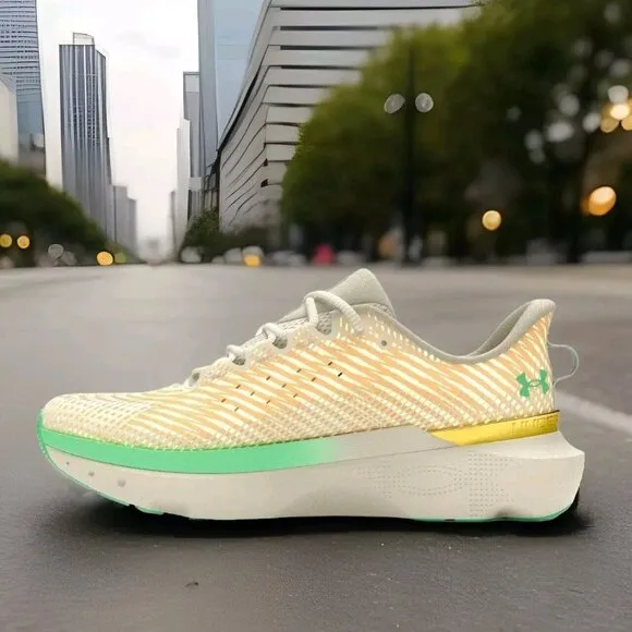 Under Armour Infinite Pro Running Shoes - Ivory/Green - Men's Size 9.5