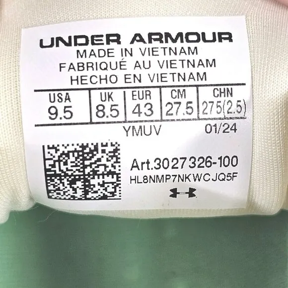 Under Armour Infinite Pro Running Shoes - Ivory/Green - Men's Size 9.5