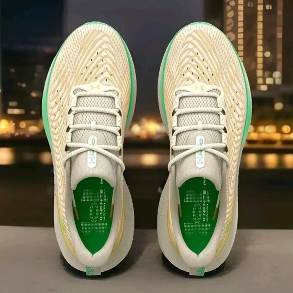 Under Armour Infinite Pro Running Shoes - Ivory/Green - Men's Size 9.5