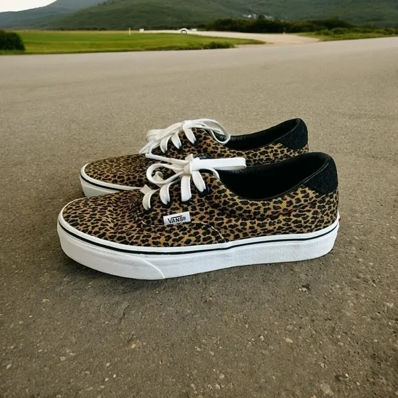 Unisex Shoes VANS Leopard Print Sneakers Lace Up Athletic Shoes Skateboard Shoes