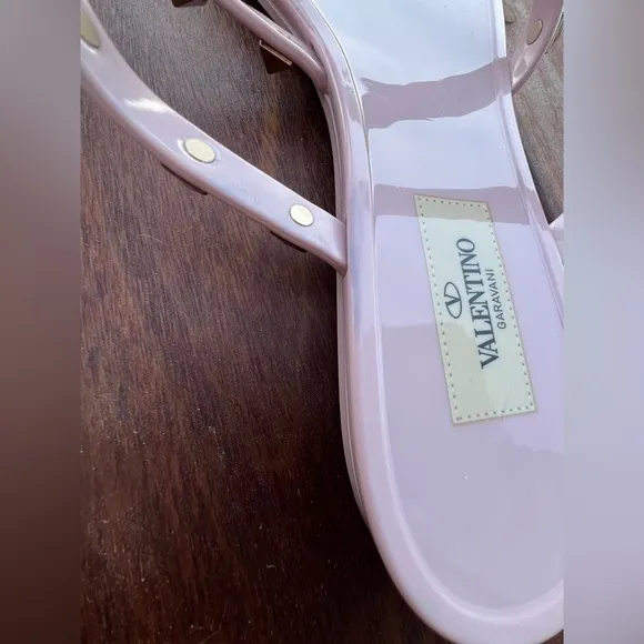 VALENTINO GARAVANI Rockstud Jelly Studded Caged Thong Sandals Pink Size 39